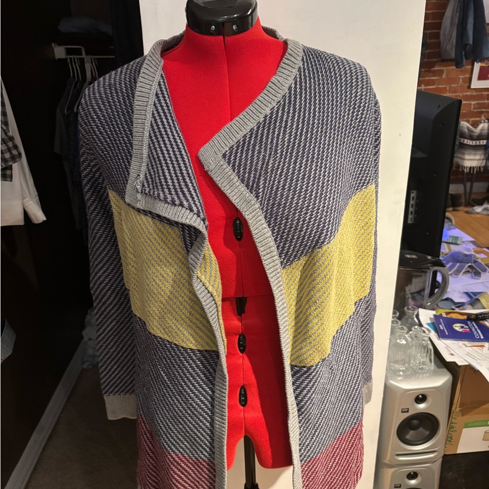 Stylish CAbi Navy and Yellow Women's XS Sweater/pullover